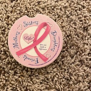 Pink Ribbon Breast Cancer Awareness Absorbent Ceramic Car Cupholder Coaster